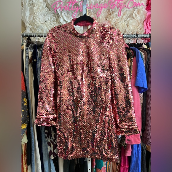 Anthropologie Maeve Long-Sleeve Mock-Neck Sequin Mini Dress, SMALL NWOT - Picture 6 of 7
